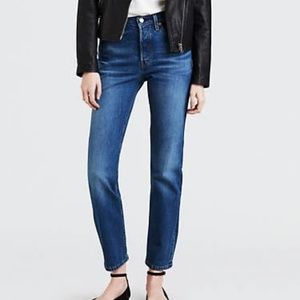 Levi's 501 high-waist, button fly jeans.